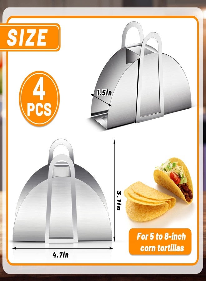Cunhill 4 Pack Stainless Steel Taco Shell Mold Taco Shell Holder Stands Corn Tortilla Shaper for Frying Crispy Maker for Baking Fryer Air Frying Make Crispy Flat Kitchen Cooking Tools - Image 2